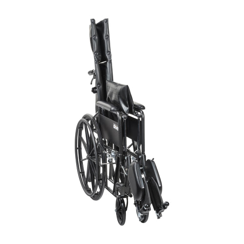 Drive Medical SSP16RBDFAV Silver Sport Full-Reclining Wheelchair, Full Arms, 16" Seat